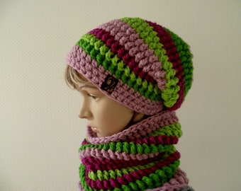 Beanie and loop, beanie set for winter, women's set, color choice