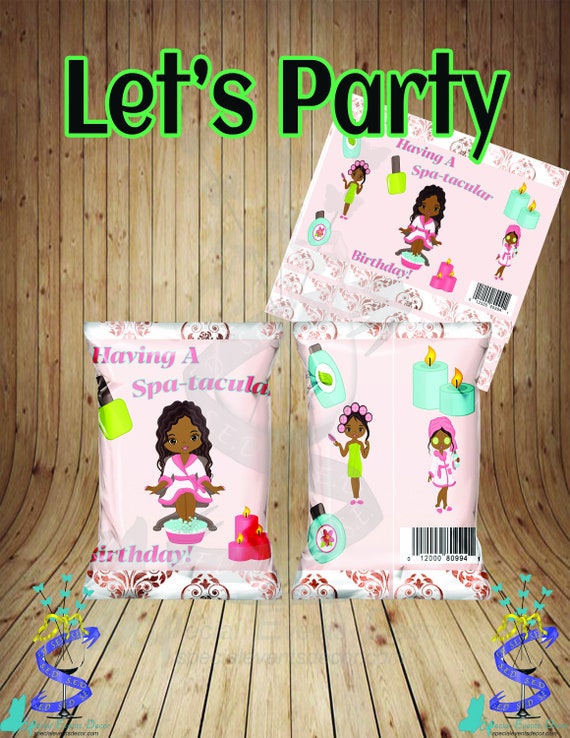 Spa Girls Chip Bag Spa Chip Bag Spa Girls Treat Bag Etsy - girl roblox party bags favors masks in 2019 kids party themes