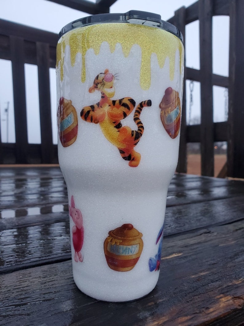 Pooh Bear Glittered Tumbler Winnie The Pooh Inspired Etsy