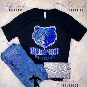 Memphis Basketball, Grizzlies Basketball Tee, Basketball Crystallized Tee, Memphis Tee, Sports Fan Rhinestone Tee