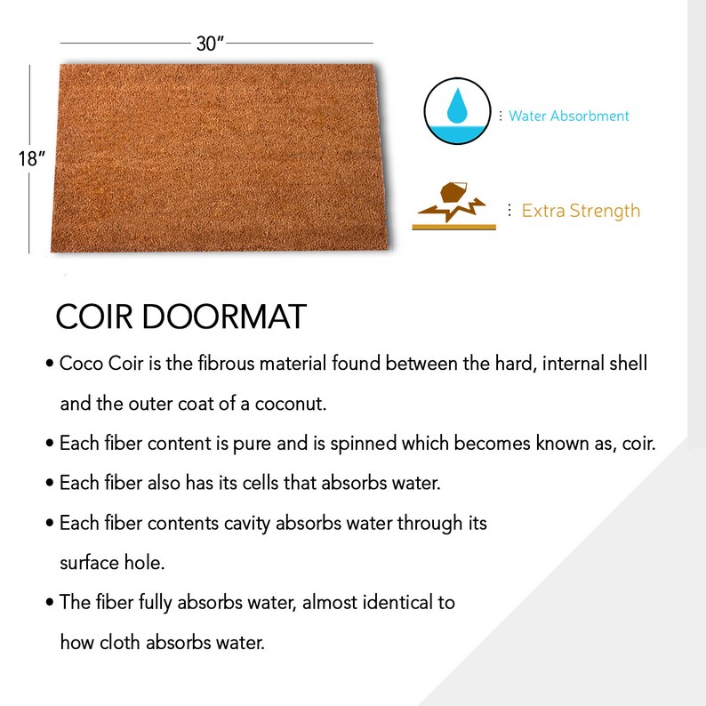 Blank Coir Doormat 18 X 30, Natural Fiber Door Mats for Outside or