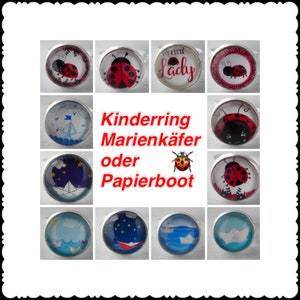 1 kinderring &quot;lieveheersbeestje&quot; of &quot;papieren bootje&quot; - keuze uit 12 motieven
