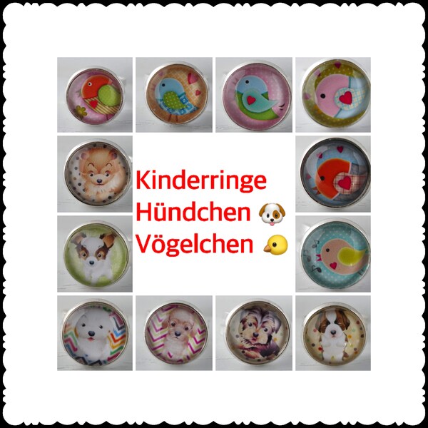 Children's ring "Vögelchen" or "Hündchen" each 6 motifs to choose from