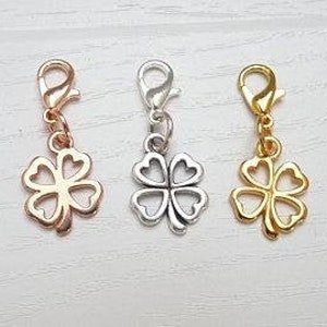 Floating Charm Anhänger "Kleeblatt" roségold, silber oder gold