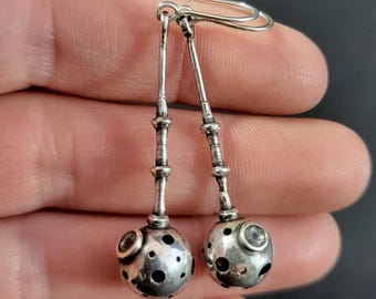 Sterling silver earrings, handmade, one of a kind, unusual earrings, prasiolite, &quot;Beautiful Destruction&quot;.