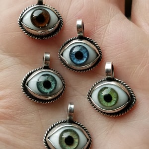 Simple Sterling Silver Glass Eye Necklace (choose your own) Handmade Jewelry six different colors