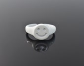 Color rng, CR-RI16I, 1 piece, Eco friendly paint coated brass, White ring, Adjustable ring, Inner 16mm, Smile ring, Open ring