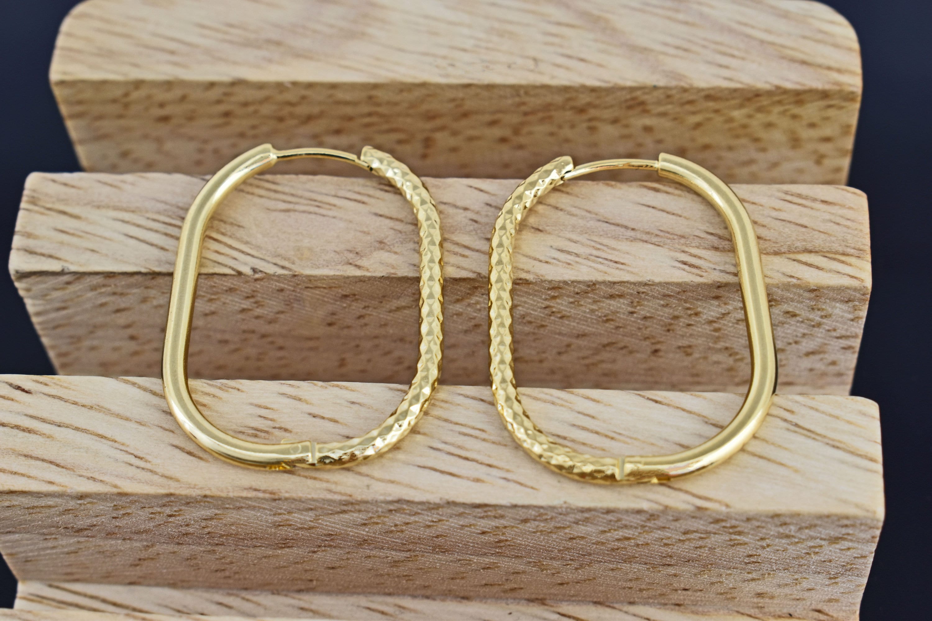 One Touch Earring Hoops, EG-60G, 2pcs, 16K Shiny Gold Plated