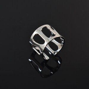 Ring, RG-03R, 1pc, Original rhodium plated brass, Inner 18mm, 15mm wide, Open ring