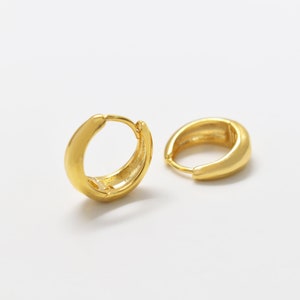 Mini hoops, ESW-52G, 2pcs, 16K shiny gold plated brass, 13mm, Nickel free