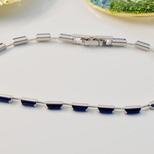 Bracelet, BV-03R, 1pc, Original rhodium plated brass, Montana, 14~18.5cm long, Glass 6x2mm