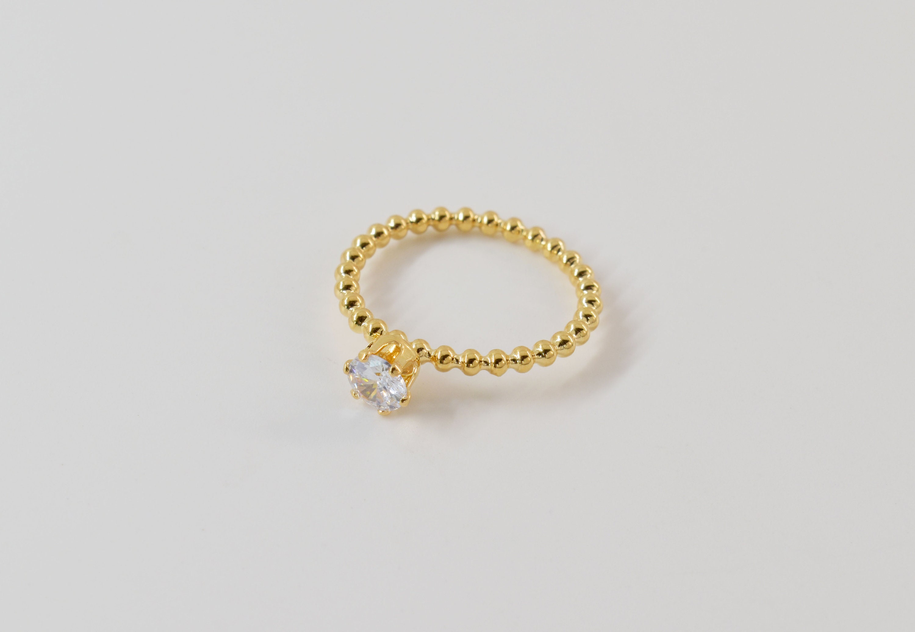 Ring Rtk3 Ring, RTK-01G, 1pc, 16K Shiny Gold Plated Brass, CZ Bubble Ring, Inner ...