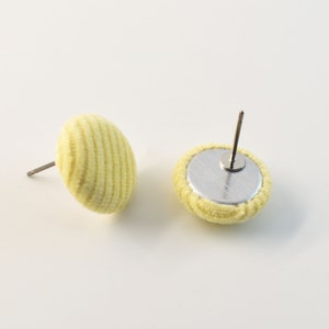 Button earrings, EOK-13GB, 2pcs, Outer 15mm, Fabric Button Earrings, Nickel Free, Titanium Post