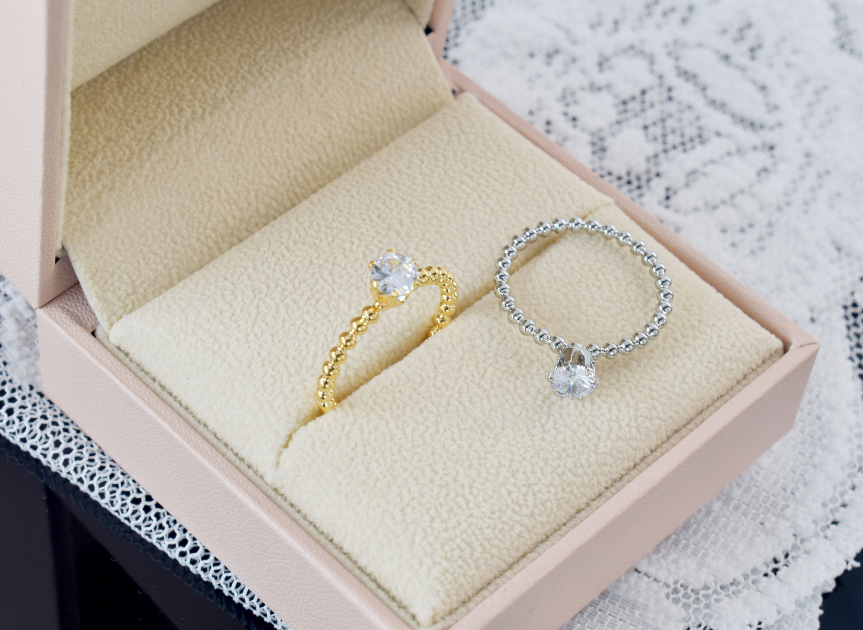 Ring Rtk3 Ring, RTK-01G, 1pc, 16K Shiny Gold Plated Brass, CZ Bubble Ring, Inner ...