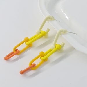 Color earrings, CE-EI77C, 2pcs, Eco friendly paint coated metal alloy, Overall 54mm long, 925 silver post