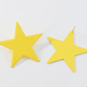 Pendientes de color, CE-EG64A, 2pcs, latón recubierto de pintura ecológica, pendientes de estrella de colores, Star 35mm, poste de plata 925