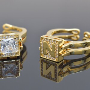 Alphabet ring, ARW-NG, N, 1pc, Reversible ring, 16K shiny gold plated brass, Adjustable ring, Inner 17mm, Ultimate alphabet ring