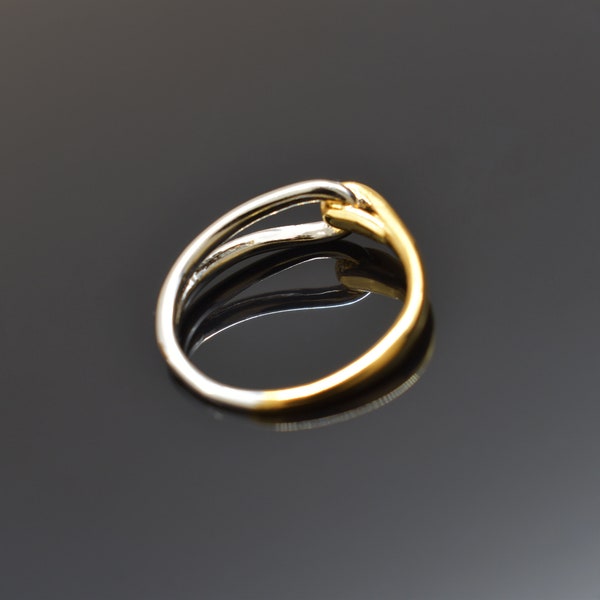 Two tone ring, RK-03G, 16K shiny gold and Original rhodium plated brass, Inner 17mm, Closed ring