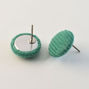Button earrings, EOK-13GG, 2pcs, Outer 15mm, Fabric Button Earrings, Nickel Free, Titanium Post