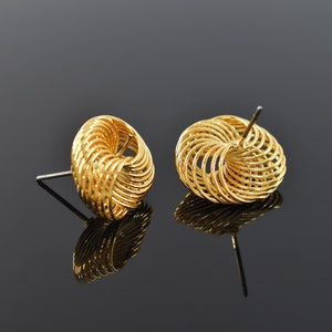 Geometric earrings, ETH-03G, 2pcs, 16K shiny gold plated brass, Outer 18mm, Filigree earrings, Nickel free