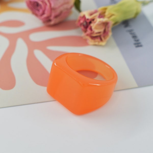 Retro vintage ring, CRD-04A, 1 piece, Inner 17mm, Flat top square ring, Resin ring