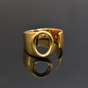 Anillo del alfabeto, SARW-OG, O, 1pc, latón chapado en oro brillante 16K, letra mayúscula, 16 mm interior, chapado en oro mejorado, anillo ajustable