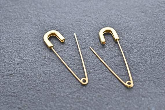Earrings EK-07G 2 Pcs 16K Gold Plated Brass 40x11mm | Etsy