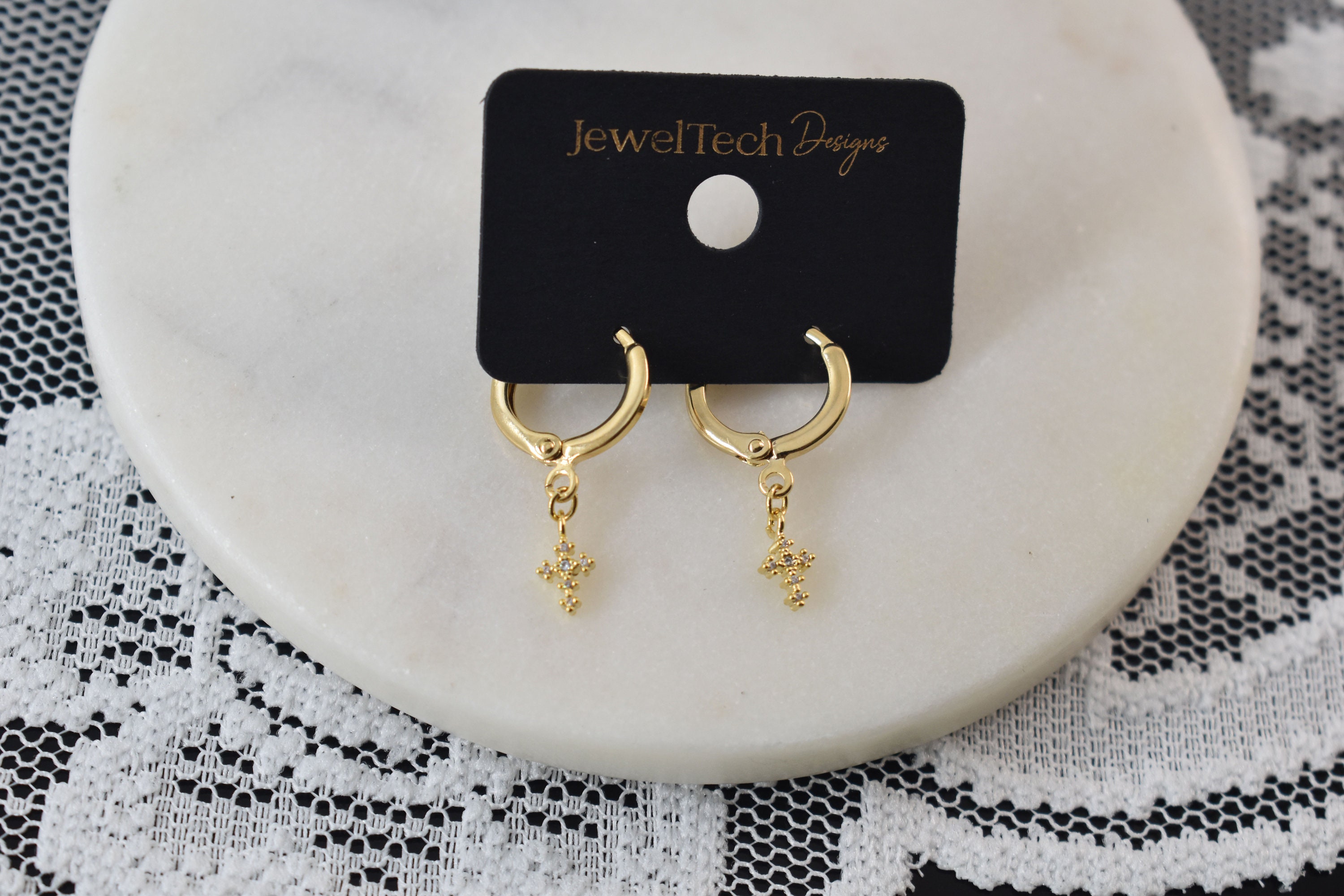 Earrings, EW-53G, 2pcs, 16K Shiny Gold Plated Brass, Mini