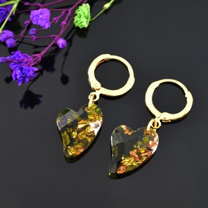 Color earrings, EBK-03HG, 2pcs, Epoxy heart, Colored heart earrings, Nickel free