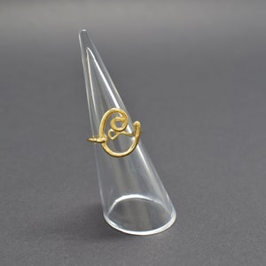 Alphabet ring, ARW-CG, C, 1pc, 16K shiny gold plated brass, Cursive, Inner 16mm, Enhanced gold plating, Adjustable ring