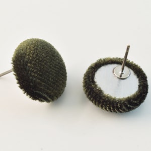 Button earrings, EOK-14GG, 2pcs, Outer 15mm, Fabric Button Earrings, Nickel Free, Titanium Post
