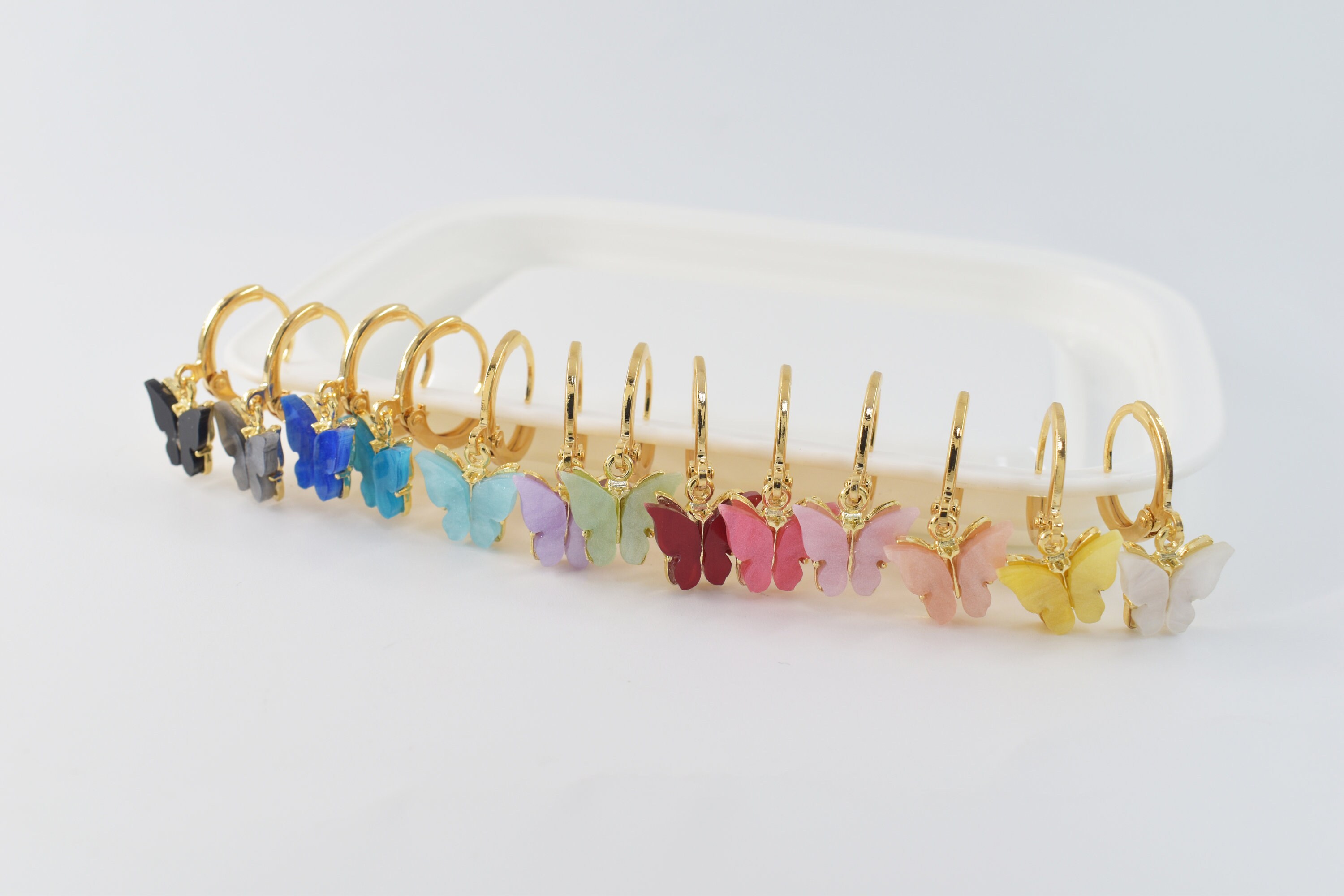 NEWEI Cute Butterfly Dangle Earrings For Women & Girls – Acrylic, Hypoallergenic, With Velvet Pouch - View #5