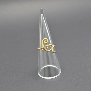 Alphabet ring, ARW-GG, G, 1pc, 16K shiny gold plated brass, Cursive, Inner 16mm, Enhanced gold plating, Adjustable ring
