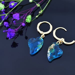 Color earrings, EBK-05HG, 2pcs, Epoxy heart, Colored heart earrings, Nickel free