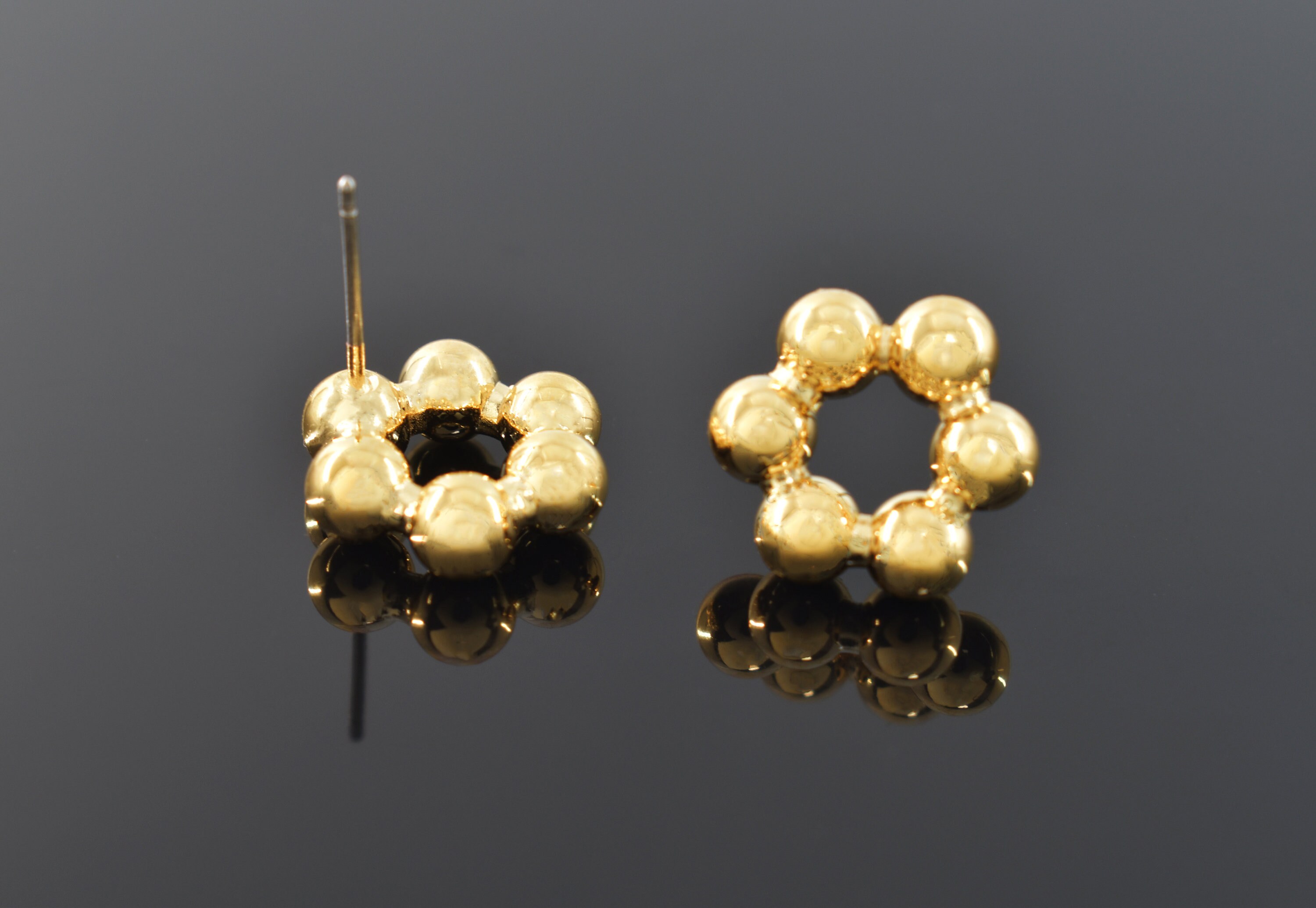 ピアス Bubble Earring (Gold) 18k Gold Filled Chunky Bubble Smooth 8mm Open Hoop Earring