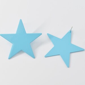 Pendientes de color, CE-EG64F, 2pcs, latón recubierto de pintura ecológica, pendientes de estrella de colores, Star 35mm, poste de plata 925