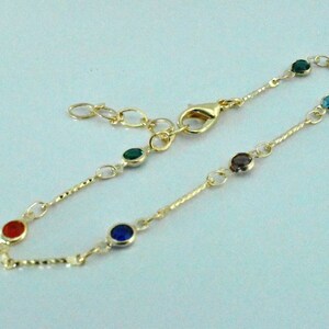Pulsera, BI-37G, 1 pieza, latón chapado en oro de 16 quilates, cristal multicolor, 20,5 cm de largo, chapado en oro de micrones mejorado