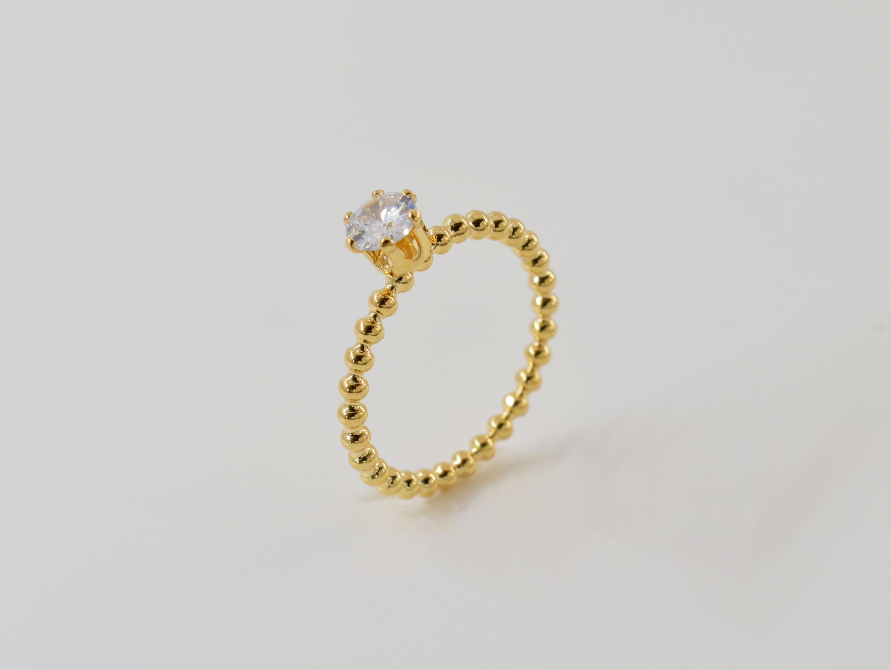 Ring Rtk3 Ring, RTK-01G, 1pc, 16K Shiny Gold Plated Brass, CZ Bubble Ring, Inner ...