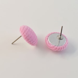 Button earrings, EOK-13GD, 2pcs, Outer 15mm, Fabric Button Earrings, Nickel Free, Titanium Post