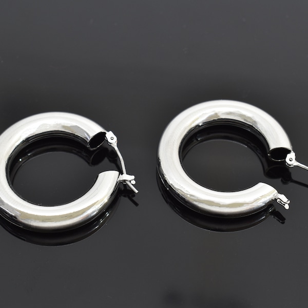 Pipe earrings, EY-24R[large], 2pcs, Original rhodium plated brass, 30x6mm, Nickel free