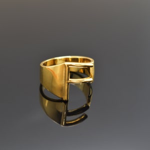 Anillo del alfabeto, SARW-FG, F, 1pc, latón chapado en oro brillante 16K, letra mayúscula, 16 mm interior, chapado en oro mejorado, anillo ajustable