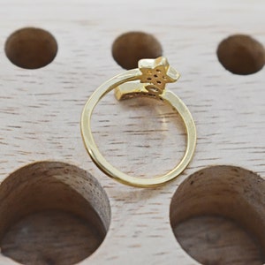 Ring, MR-01G, 1pc, 16K shiny gold plated brass, Adjustable ring, Inner 18mm, Enhanced gold plating image 3