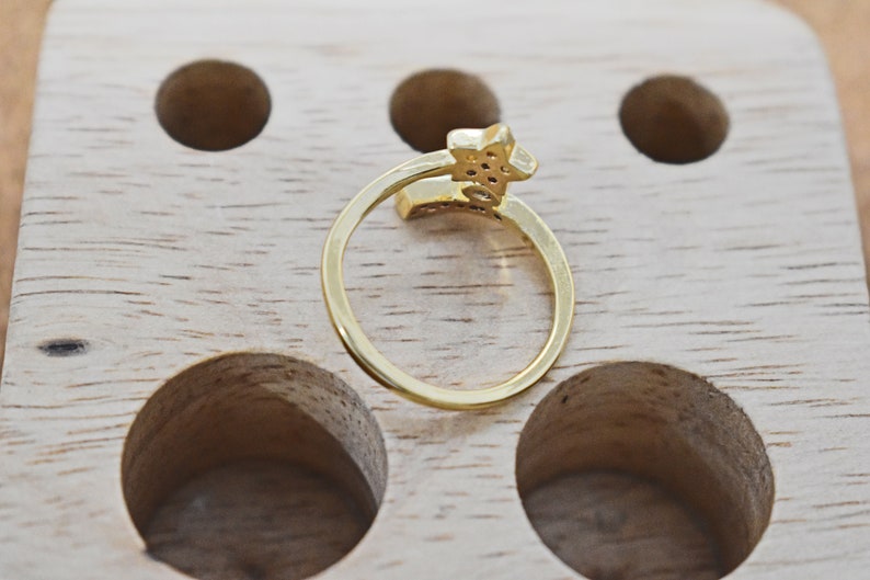 Ring, MR-01G, 1pc, 16K shiny gold plated brass, Adjustable ring, Inner 18mm, Enhanced gold plating image 3