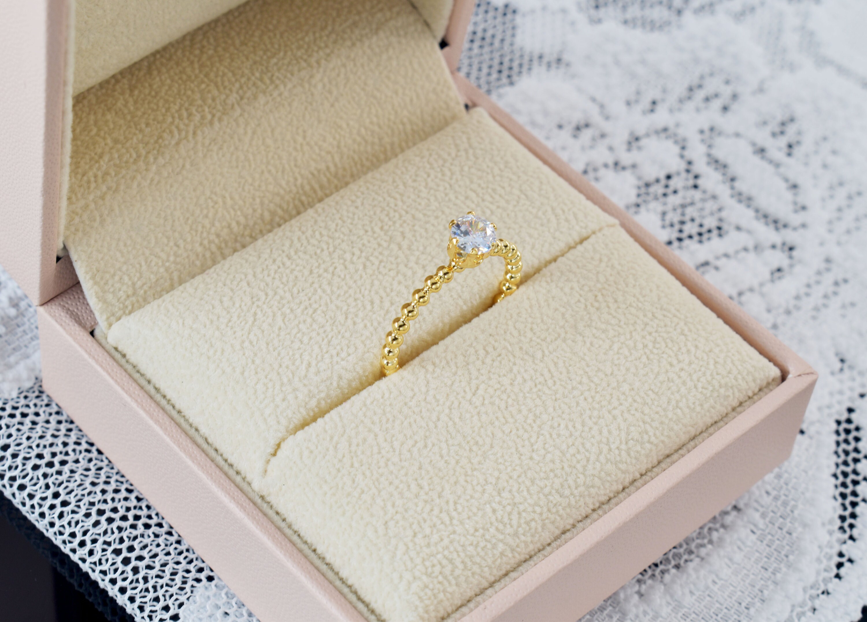 Ring Rtk3 Ring, RTK-01G, 1pc, 16K Shiny Gold Plated Brass, CZ Bubble Ring, Inner ...