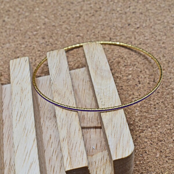 Enamel wire bangle, BSH-06GV, Violet, 16K shiny gold plated brass, Inner 65mm, 1,6mm wide, Rainbow color wire bangle