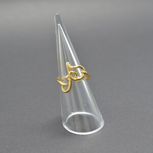 Alphabet ring, ARW-PG, P, 1pc, 16K shiny gold plated brass, Cursive, Inner 16mm, Enhanced gold plating, Adjustable ring