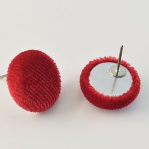 Button earrings, EOK-14GC, 2pcs, Outer 15mm, Fabric Button Earrings, Nickel Free, Titanium Post