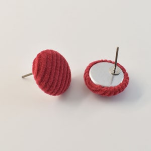 Button earrings, EOK-13GE, 2pcs, Outer 15mm, Fabric Button Earrings, Nickel Free, Titanium Post