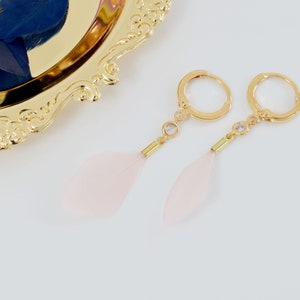 Feather earrings, EOK-09GB, 2pcs, 16K shiny gold plated brass, Feather 30mm, Nickel free