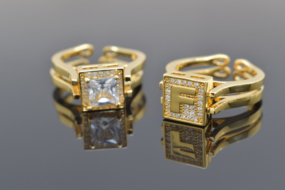 Alphabet Ring, ARW-FG, F, 1pc, Reversible Ring, 16K Shiny Gold Plated ...